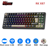 teclado mecanico inalambrico bluetooth rk royal kludge x87 en espanol 86 teclas rgb intercambiable en caliente tri-modo para gamers con teclas pbt