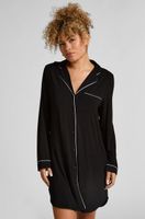 hunkemoller vestido camisero de manga larga de jersey essential negro