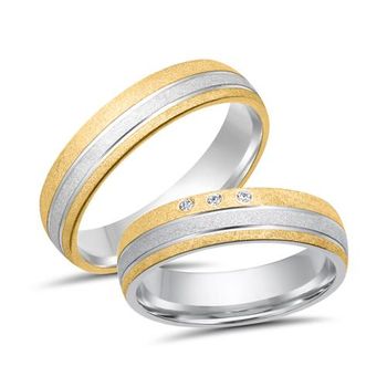 Alianzas 14 quilates oro amarillo-blanco 3 diamantes