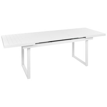 Mesa De Jardín Extensible Para 8 Personas Tablero De Lamas De Aluminio Blanco Valcanetto