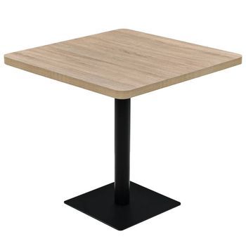 Mesa Bar Bistró Mdf Y Acero Cuadrada Color Roble 80x80x75 Cm