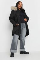 yours abrigo parka negra con capucha  mujer curvy y tallas grandes yours