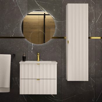 Conjunto de muebles con lavabo paneles de melamina y mdf blanco