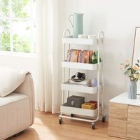 carro de servicio pyhanta con 4 cestas acero 104x46x35 cm - blanco mate encasa
