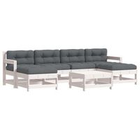 juego de muebles jardin 7 piezas y cojines madera maciza blanco vidaxl