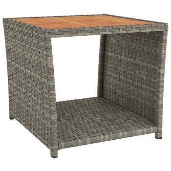 Mesa De Centro 45x45x40 Cm Madera De Acacia Con Acabado Al Aceite - Gris