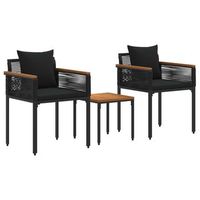 juego de muebles de exterior  mobiliario de jardin con cojin negro ratan sintetico