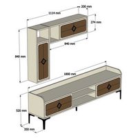 mueble tv con estante samba roble