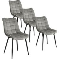 set 4 sillas de comedor sillas de cocina asiento acolchado de terciopelo grueso patas de metal - gris claro - woltu