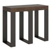 consola extensible 90x40196 cm efecto madera nogal hierro