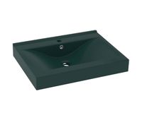 vidaxl lavabo de lujo con grifo ceramica verde oscuro 60x46 cm