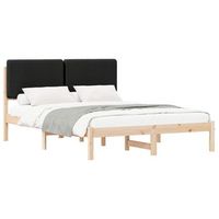 cama matrimonial  cama para adulto  estructura de cama con cabecera tapizada negro 140 x 190 cm