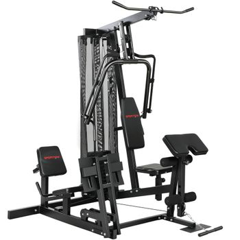 SPORTNOW Estación de fuerza gimnasio con polea alta barra butterfly 65 kg placas polea hasta 120 kg   Aosom España