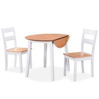 conjunto comedor jardin de mdf y madera de caucho 3 uds  mueble jardin mesa y sillas blanco cfw535147