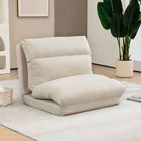 sofa-cama individual plegable respaldo ajustable en 6 niveles acolchado aspecto lino beige