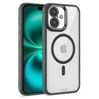 cool funda magnetica transparente con borde negro para iphone 16 plus