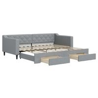 cama individual  cama para adultos  sofa cama nido con cajones tela gris claro 90x200 cm