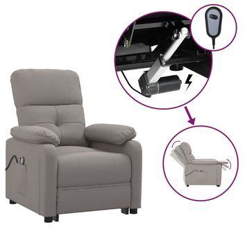 Sillón De Masaje Eléctrico Tela Gris Taupé Vidaxl