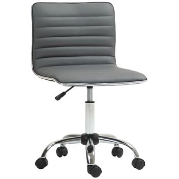 HOMCOM Silla de Escritorio sin Brazos Giratoria con Altura Ajustable Silla para Estudio Tapizada en PU Carga 120 kg Gris Oscuro