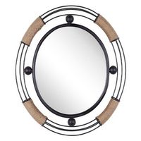 espejo de pared madera clara redondo 60 cm marco madera maciza hecho a mano geometrico rustico moulins