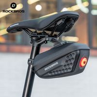 bolsa impermeable para sillin de bicicleta rockbros con carcasa rigida y luz trasera 5 modos de iluminacion bolsa para sillin de bicicleta resistente a los aranazos