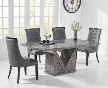 Mocha 160cm Grey Marble Dining Table with Angelica Chairs