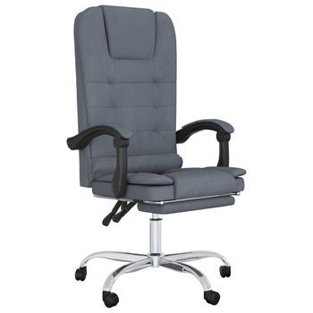 Silla De Oficina Reclinable Con Masaje Terciopelo Gris Oscuro Vidaxl