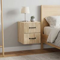 mesita de noche de pared - mueble dormitorio - madera ingenieria - roble sonoma 345x33x40cm