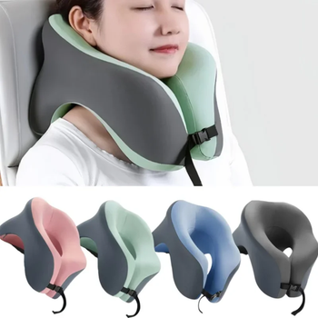 Almohada de viaje portátil en forma de U, almohadas para dormir de espuma viscoelástica, almohada para siesta en la oficina, cojín para el cuello de avión y coche, soporte ergonómico para la cabeza
