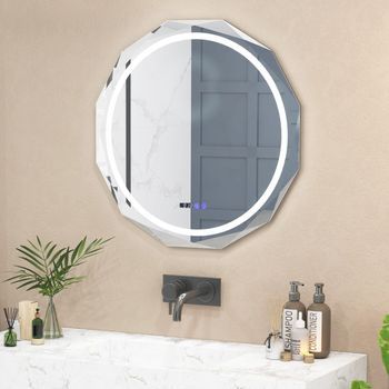 Espejo De Baño Con Led Antivaho Biselado 3 Colores De Temperatura Función De Memoria Botón Táctil
