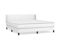 cama box spring con colchon cuero sintetico blanco 180x200 cm diseno plano
