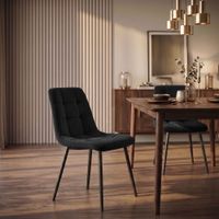 set de 2 sillas con patas de metal y asiento en terciopelo negro