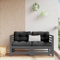 sofas esquineros con cojines 2 uds  sofa de salon  sofa de descanso madera maciza de pino gris cfw81748