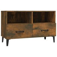 mueble tv  mueble de salon  armario tv madera contrachapada roble ahumado 80x36x50 cm
