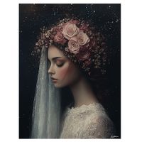 cuadro mujer con flores rosadas alu dibond 100x75
