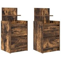 mesillas de noche con 2 cajones 2 uds roble ahumado 38x34x80 cm vidaxl