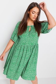 Yours Vestido Corto Verde De Florecitas Blancas, Mujer Curvy Y Tallas Grandes, Yours