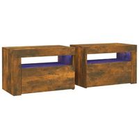 mesitas de noche con led 2 uds color roble ahumado vidaxl