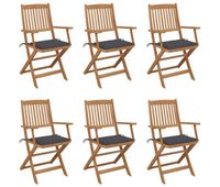 sillas de jardin plegables 6 unidades y cojines madera maciza acacia