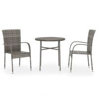 conjunto comedor jardin para jardin 3 uds  mueble jardin mesa y sillas ratan sintetico gris