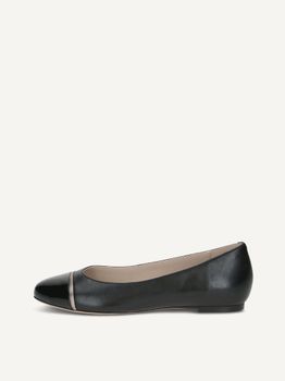 CAPRICE Ballerina, black, made of Leather and textile with Block heel, Size 38