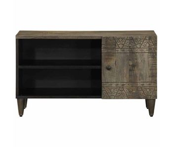Mueble tv - mesa de tv madera maciza de mango gris claro 80x31,5x46 cm