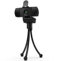 krom kam -disenada para gaming webcam 1080p 30fps microfono incorporado tripode incluido usb negro