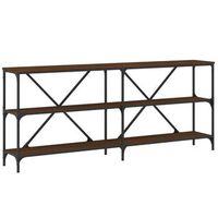 mesa consola  mesa de entrada  mesa auxiliar hierro madera ingenieria roble marron 180x30x75 cm