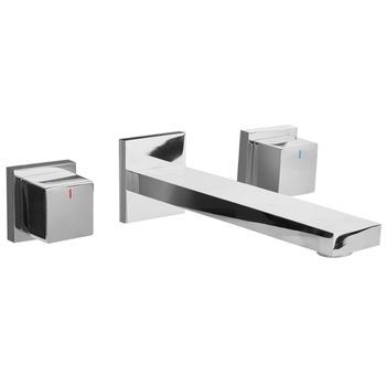 Grifo Mezclador Empotrado De Lavabo De Latón Con 3 Agujeros Para Grifo Plateado Pailon