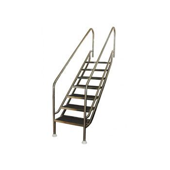 Escalera Fácil Acceso 5 Peldaños Antideslizantes De Ancho Especial Ampliado A 657x350mm. Acero Inoxidable Aisi 316. Instalación Sin Necesidad De Obra.