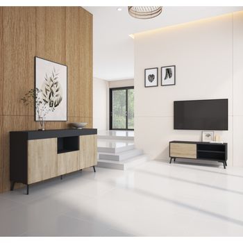 Aparador | Mueble De Televisión | Mueble De Salón | 2 Puertas | 130x70x32,5cm | Modelo Kai | Estante Extraíble