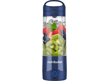 Batidora de vaso - nutribullet NBP003NBL Portable, Personal, Vaso portátil 0.475 l, Asa transportable, Carga USB-C, 2000 mAh, 15 ciclos x carga, Azul