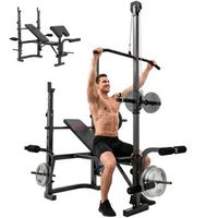 bicicleta estatica rolipo banco de musculacion multifuncional con soporte para barra ajustable polea alta mariposa y extension de piernas