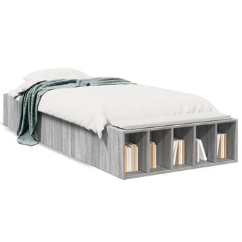 Cama Individual | Cama Para Adultos | Estructura De Cama Madera De Ingeniería Gris Sonoma 100x200 Cm